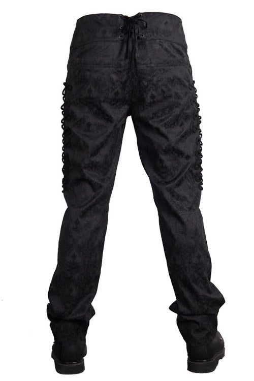 Jacquard Trousers with Side Disc Accents and Back Lacing