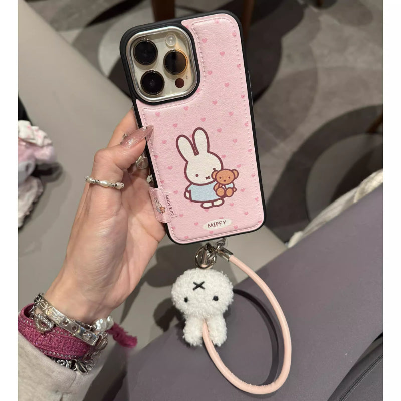 Pink Leather Love Bunny Phone Case KI705