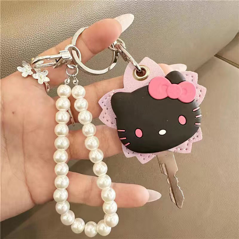 Cartoon Kitty Floral Key Card Cover