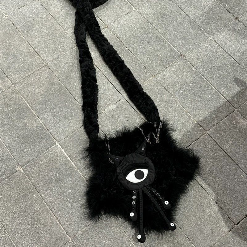 Y2K Dark Goth Stars Plush Bag