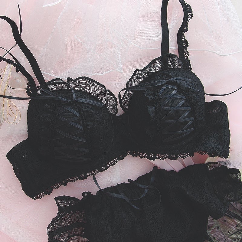 French Coquette Lingerie Set - angelcore, bra, bralette, brasier, coquette