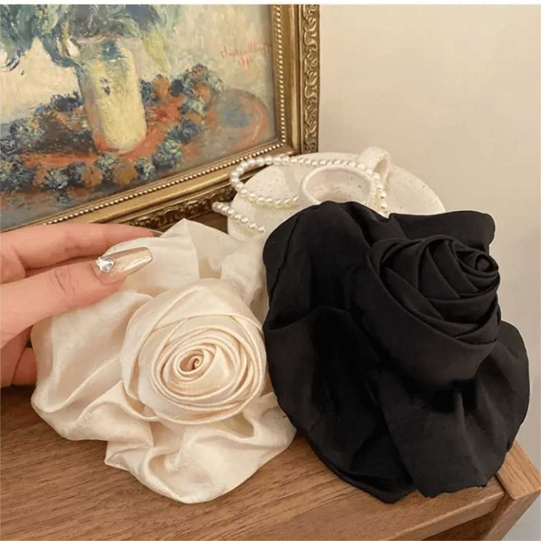 French Rose Flower Hair Claw Clip
