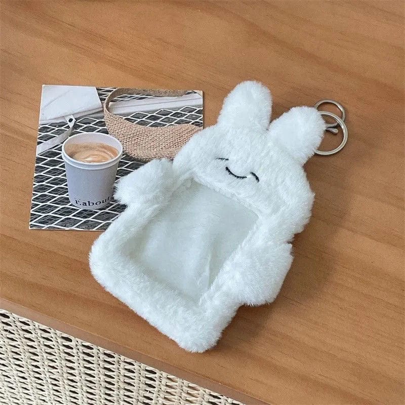 Plush Cat Furry Pudding Bunny Kpop Photocard Holder Keychain