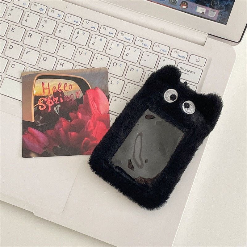 Plush Cat Furry Pudding Bunny Kpop Photocard Holder Keychain