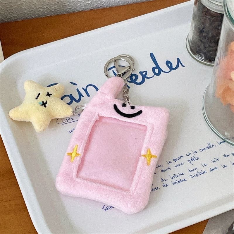 Plush Cat Furry Pudding Bunny Kpop Photocard Holder Keychain