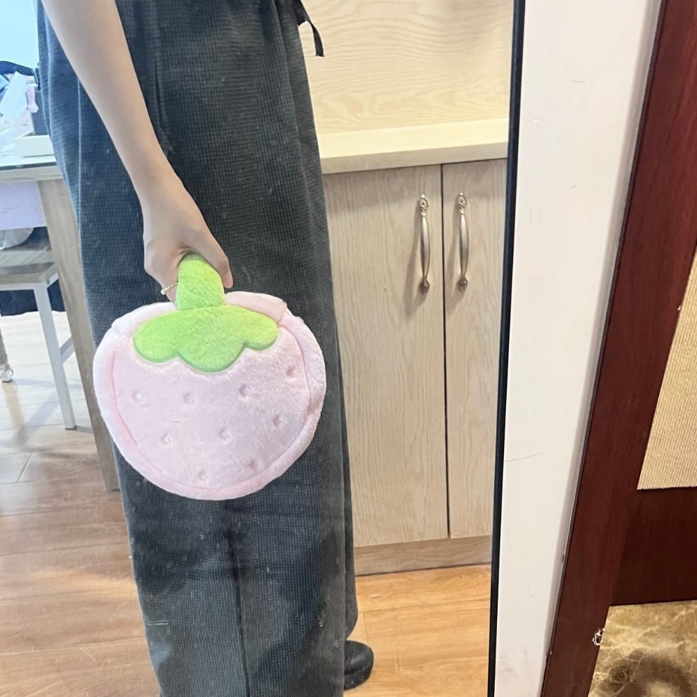 Large Portable Makeup Travel Strawberry Bag Capacity Furry Storage