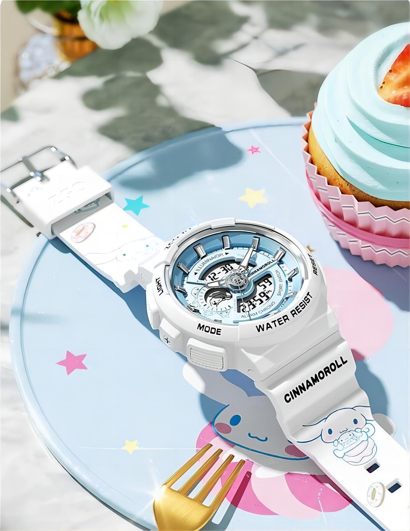 Cinna Waterproof Multifunction Electronic Dual Display Quartz Watch