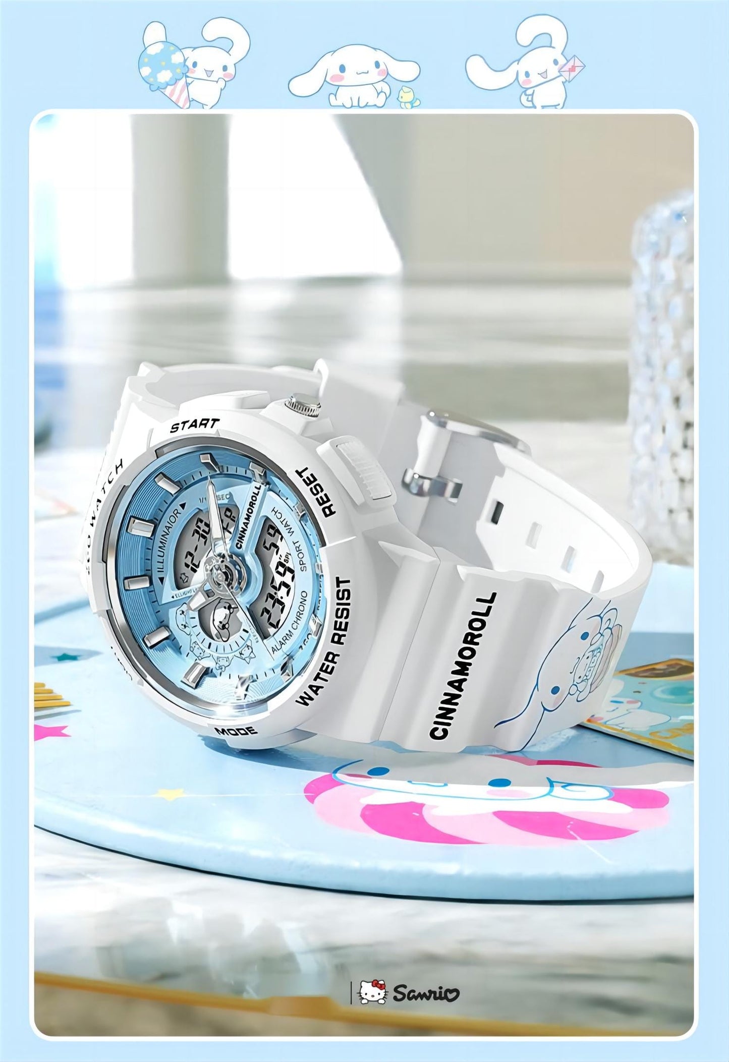 Cinna Waterproof Multifunction Electronic Dual Display Quartz Watch