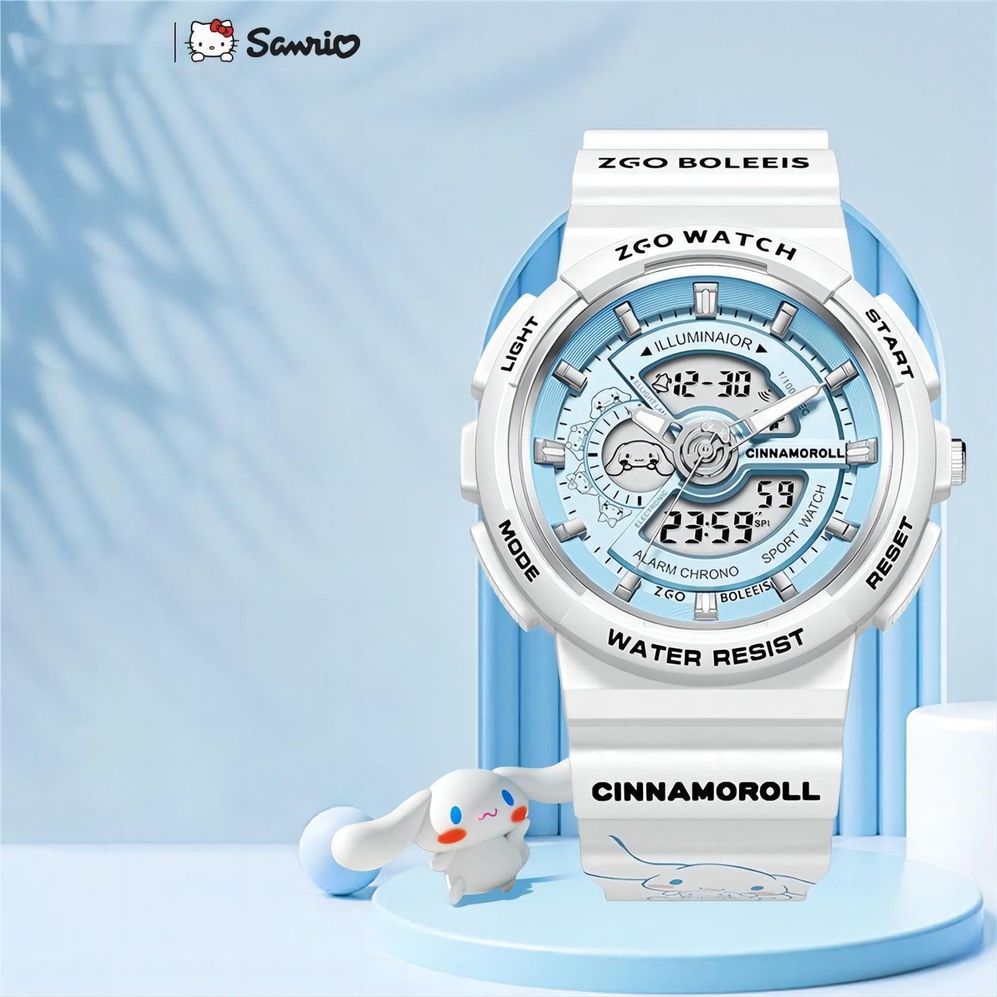 Cinna Waterproof Multifunction Electronic Dual Display Quartz Watch