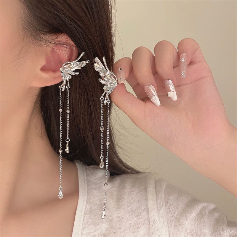 Boucles d'oreilles pendantes élégantes en forme d'ailes d'ange et de papillon