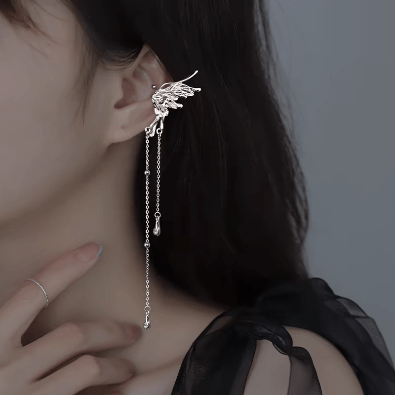 Boucles d'oreilles pendantes élégantes en forme d'ailes d'ange et de papillon