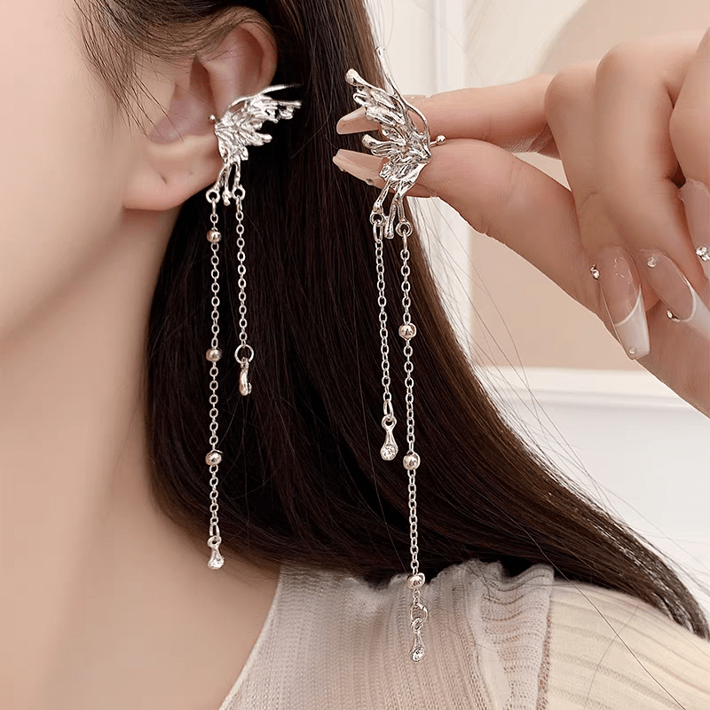 Boucles d'oreilles pendantes élégantes en forme d'ailes d'ange et de papillon