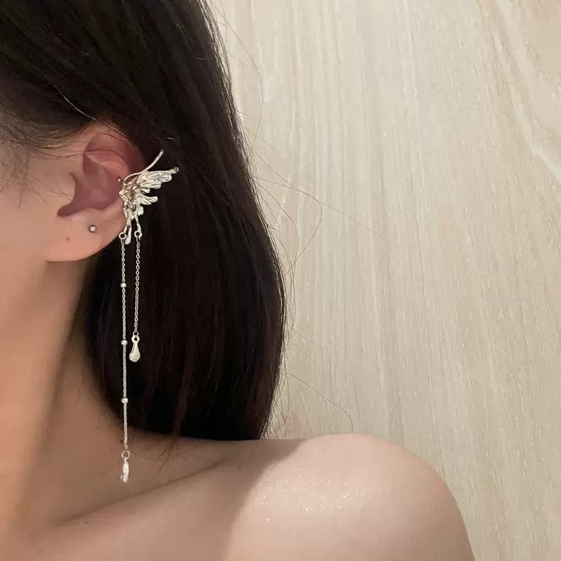 Boucles d'oreilles pendantes élégantes en forme d'ailes d'ange et de papillon