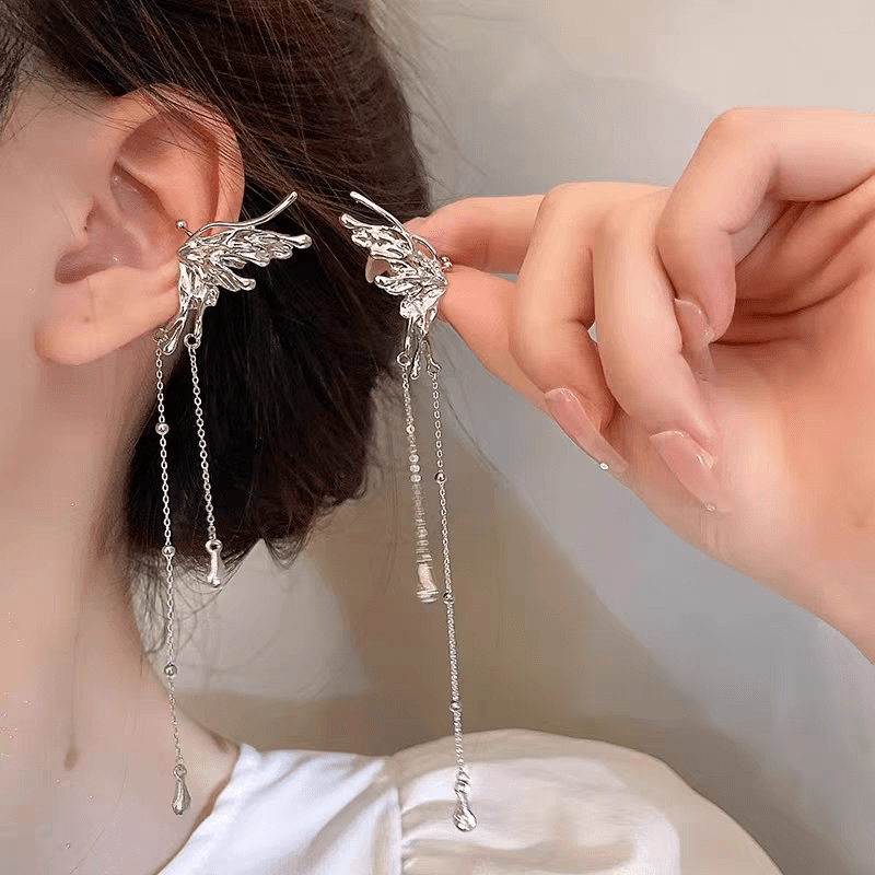 Boucles d'oreilles pendantes élégantes en forme d'ailes d'ange et de papillon