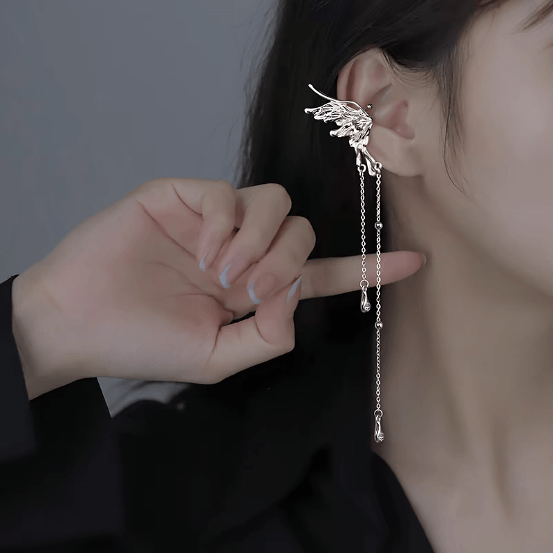 Boucles d'oreilles pendantes élégantes en forme d'ailes d'ange et de papillon