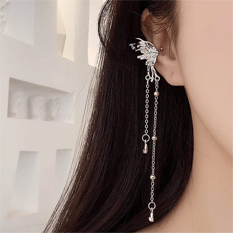 Boucles d'oreilles pendantes élégantes en forme d'ailes d'ange et de papillon