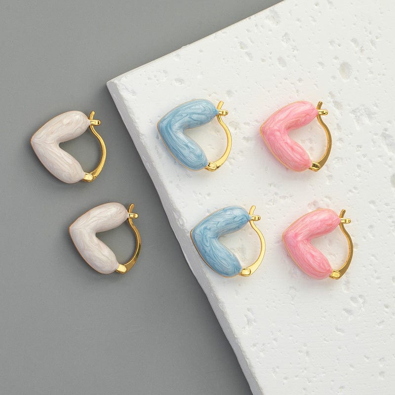 Kawaii Colorful Enamel Heart Earrings