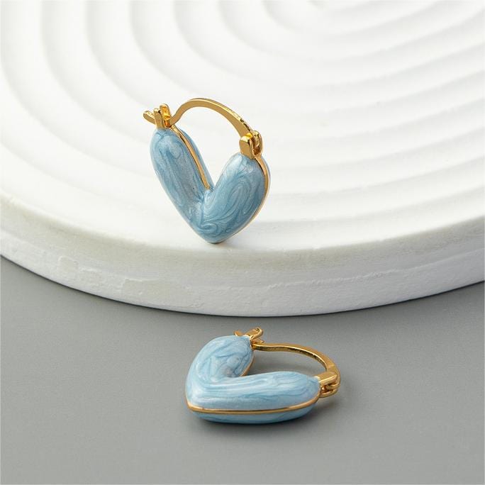 Kawaii Colorful Enamel Heart Earrings