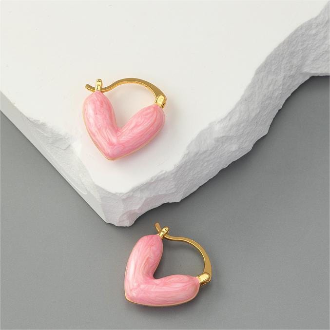 Kawaii Colorful Enamel Heart Earrings