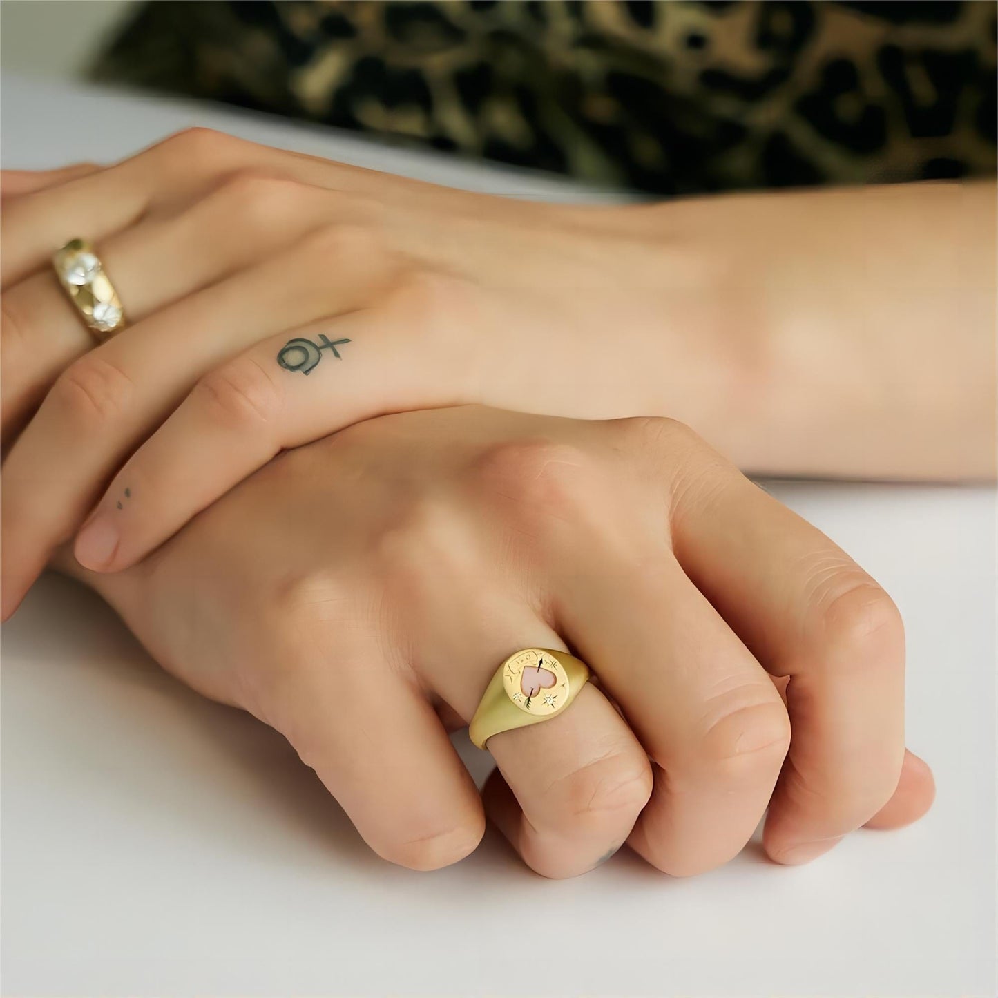 Stainless Steel Arrow Heart Necklace Ring Set
