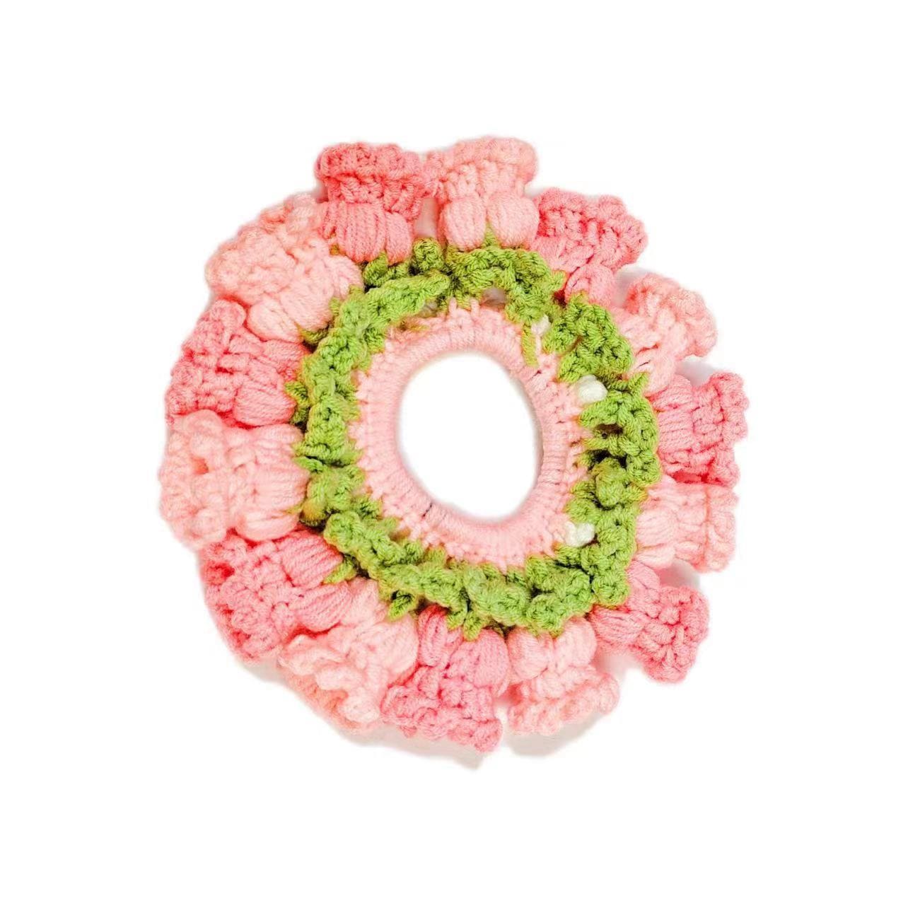 Rosa gehäkeltes Maiglöckchen-Chignon-Haarband
