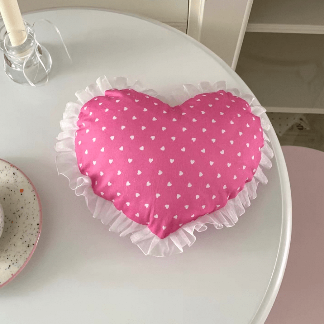Pillow Heart Coaster Fabric Removable Lace Handmade