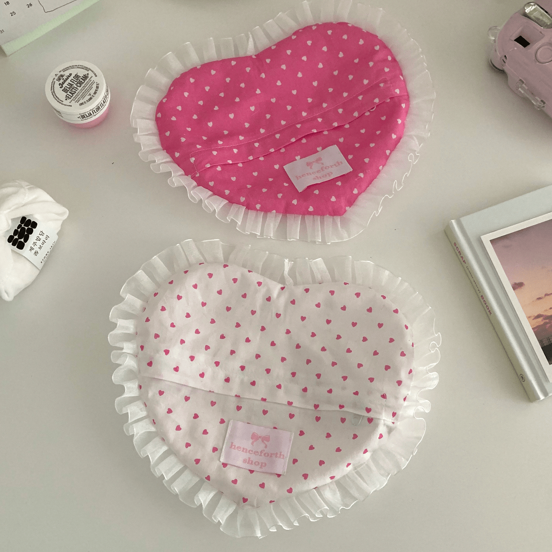 Pillow Heart Coaster Fabric Removable Lace Handmade