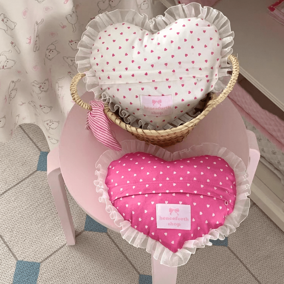 Pillow Heart Coaster Fabric Removable Lace Handmade