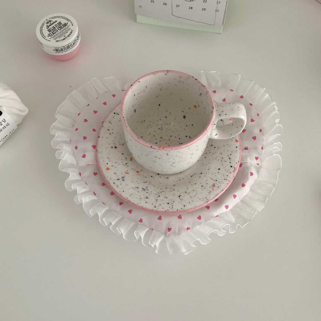 Pillow Heart Coaster Fabric Removable Lace Handmade