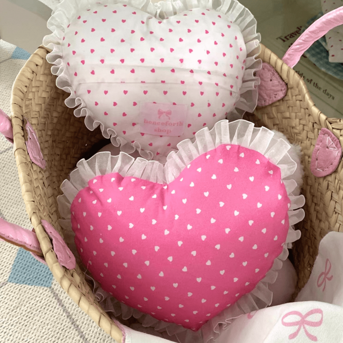 Pillow Heart Coaster Fabric Removable Lace Handmade