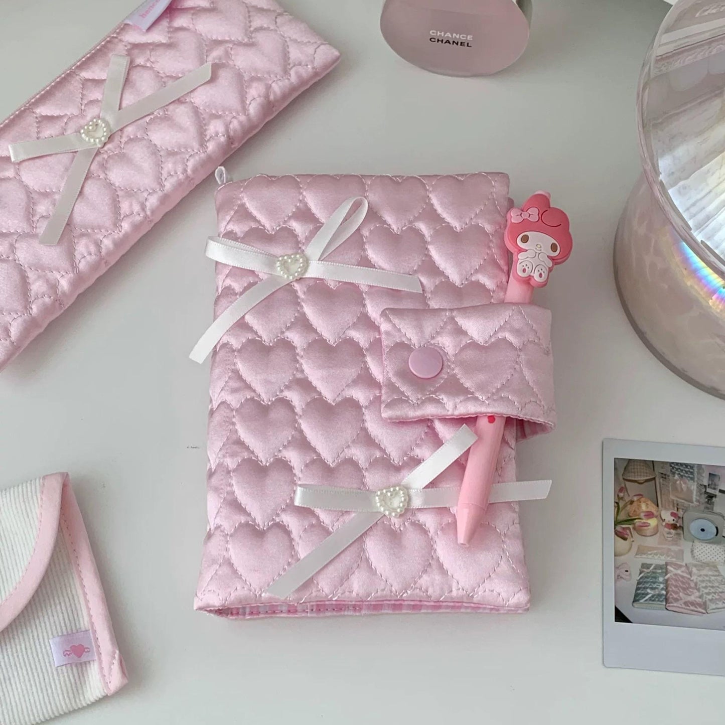 Fabric Bowknot Handmade Satin Heart Book Cover