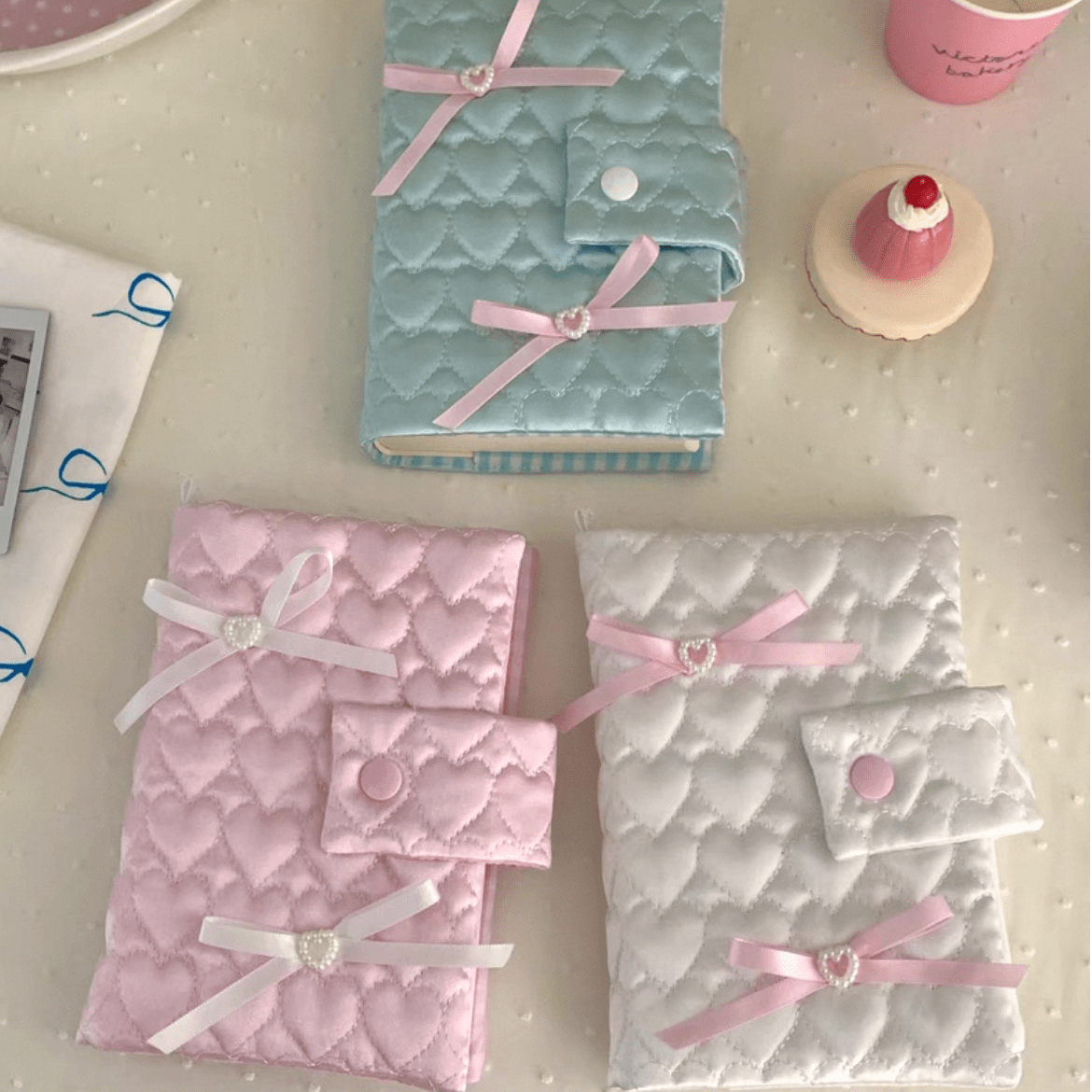 Fabric Bowknot Handmade Satin Heart Book Cover