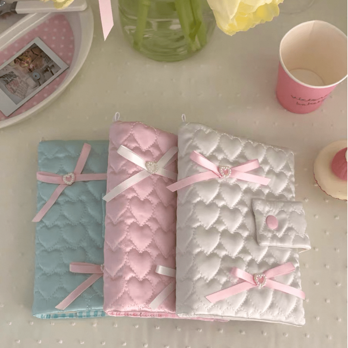 Fabric Bowknot Handmade Satin Heart Book Cover