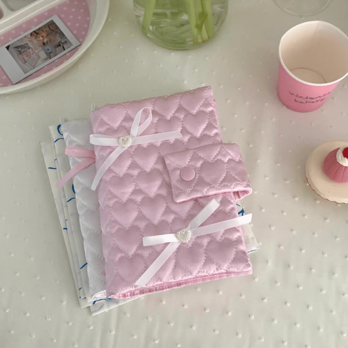 Fabric Bowknot Handmade Satin Heart Book Cover