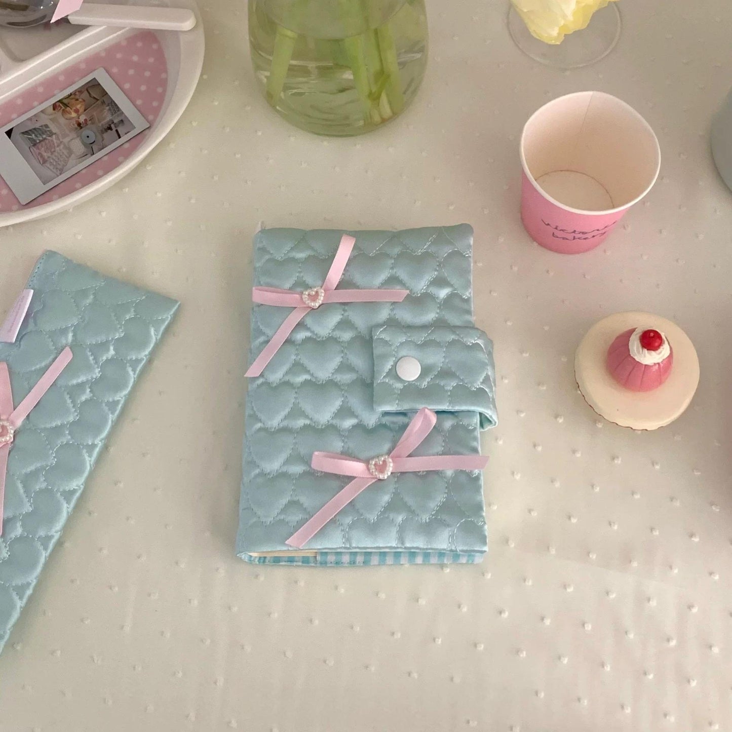 Fabric Bowknot Handmade Satin Heart Book Cover