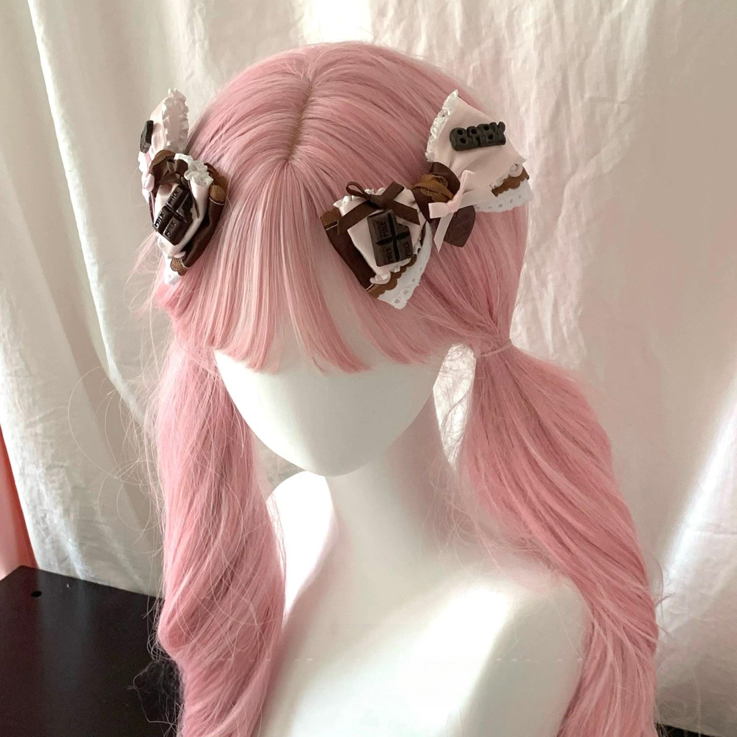 Chocolate Strawberry Handmade Bowknot Ribbon Hair Clip