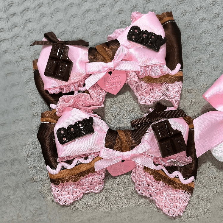 Chocolate Strawberry Handmade Bowknot Ribbon Hair Clip