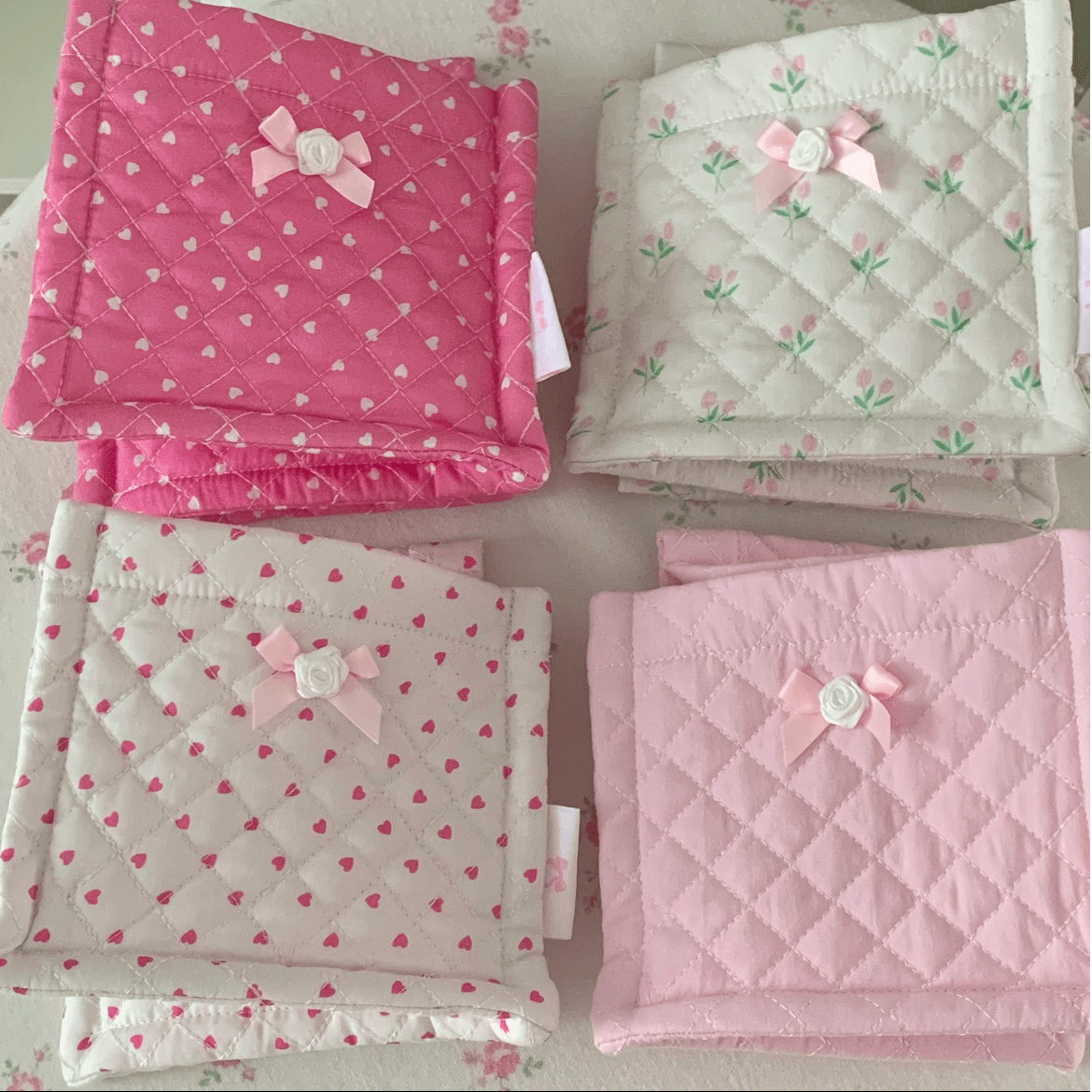 Basket Fabric Storage Sweet Heart Tulip Handmade