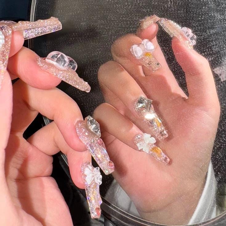 Bears Bowknot Press Nail Gummy Handmade Nails on False Y2K 3D