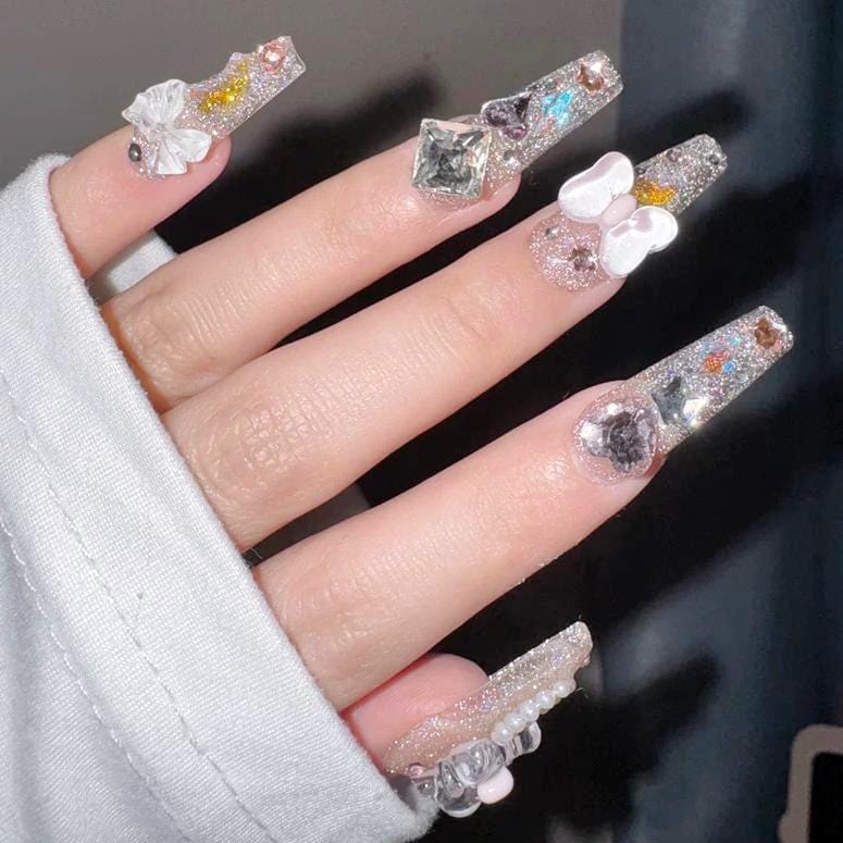 Bears Bowknot Press Nail Gummy Handmade Nails on False Y2K 3D