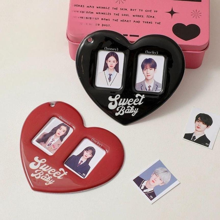 Photocard Heart Keychain Couples Holder Kpop