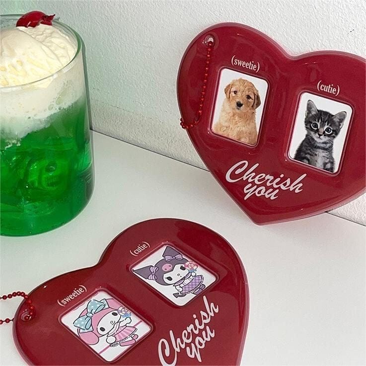 Photocard Heart Keychain Couples Holder Kpop