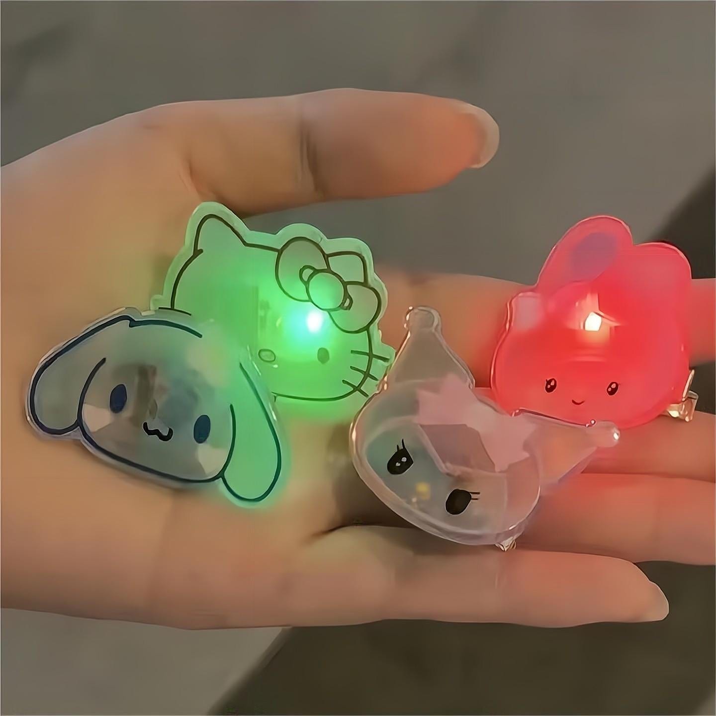 Kawaii 5-teiliges Haarspangen-Set mit blinkender LED und Cartoon-Familie