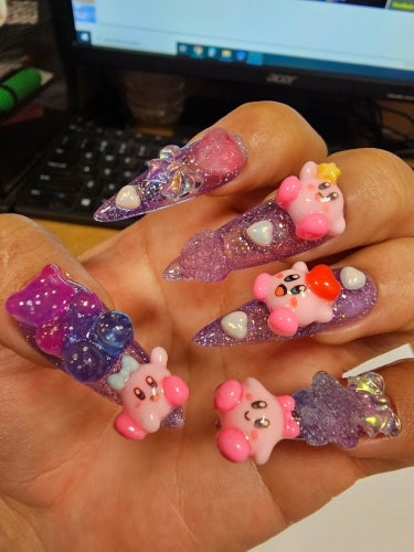 Kawaii deco press on nails - 3d - acrylic nails - fake - kawaiicore - my melody