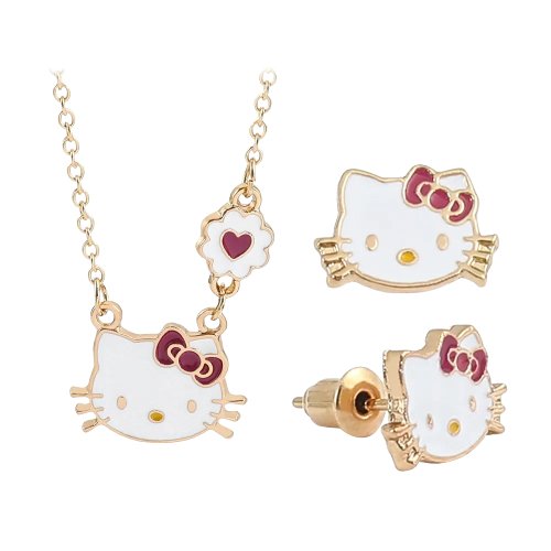 Kawaii Hello Kitty Necklace & Earrings Set - KAWAII LULU