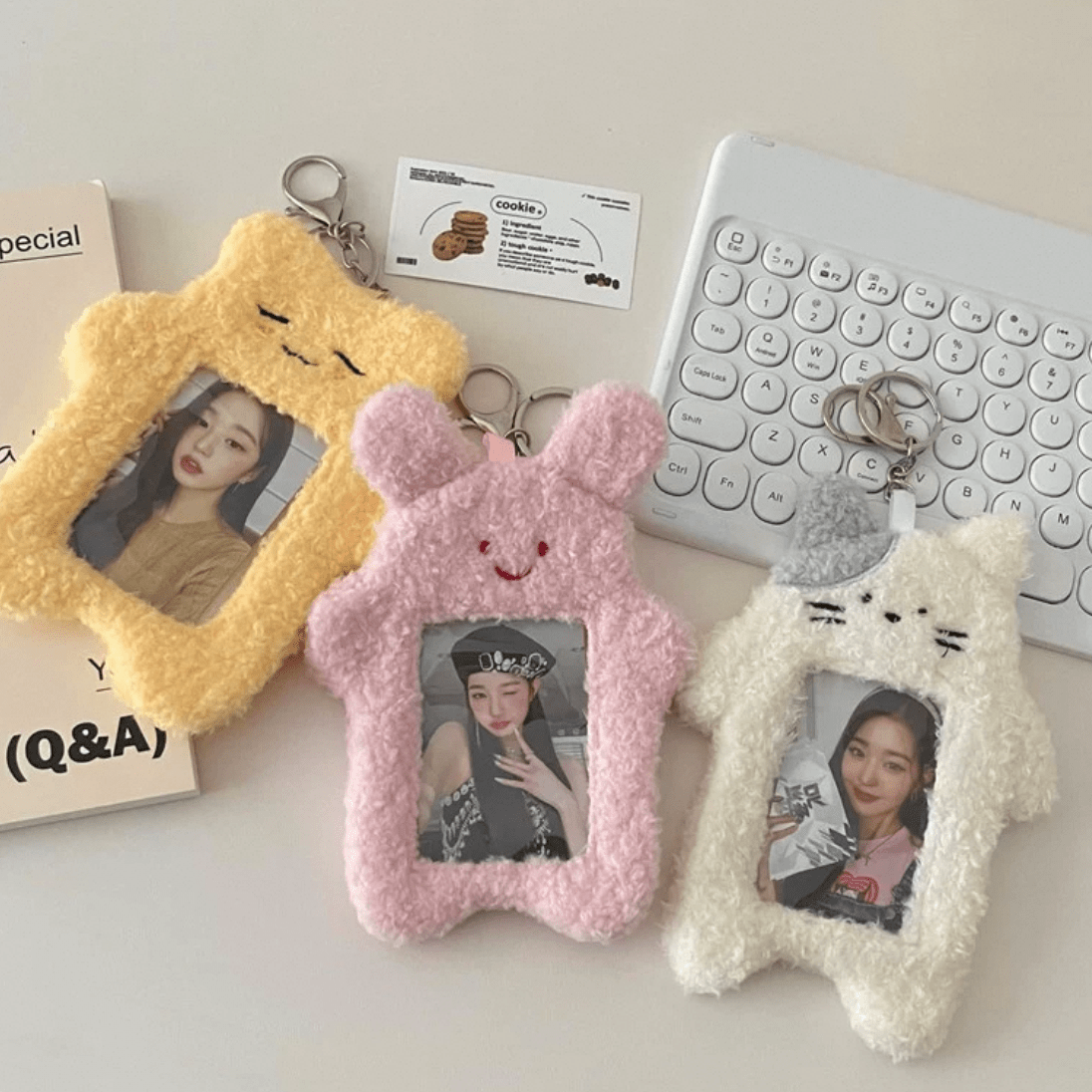 Keychain Kpop Photocard Rabbit Holder Kitten Kawaii Plush