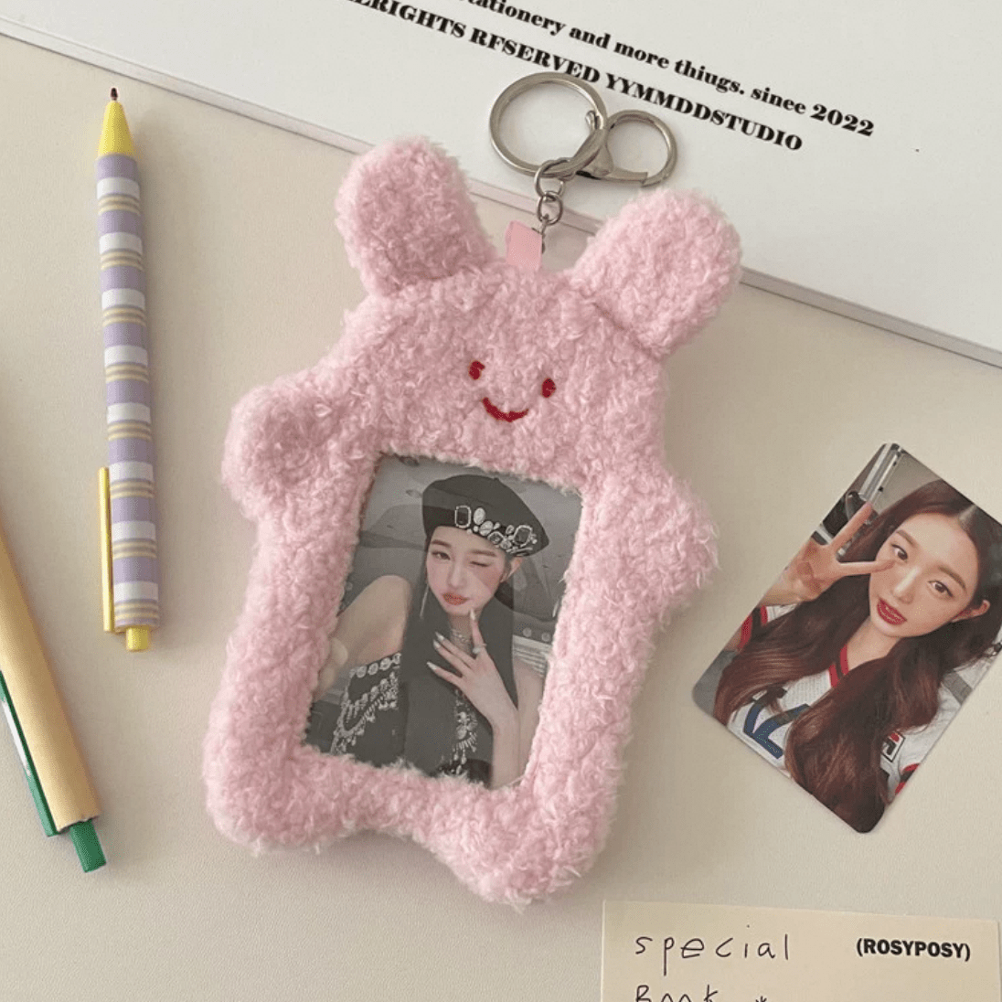 Keychain Kpop Photocard Rabbit Holder Kitten Kawaii Plush