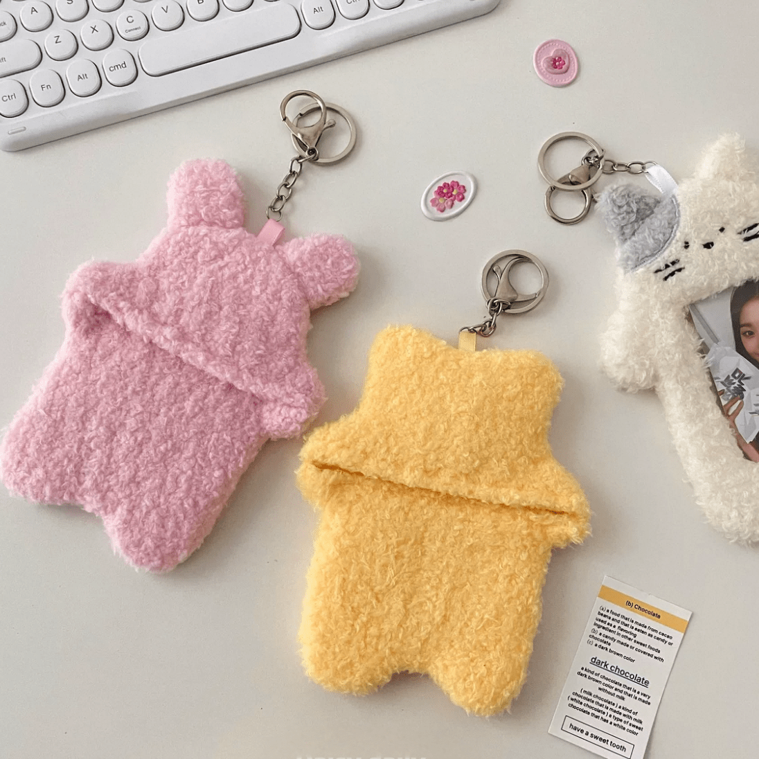 Keychain Kpop Photocard Rabbit Holder Kitten Kawaii Plush