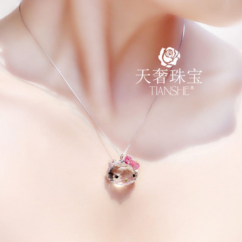 Kawaii Crystal Kitty Necklace