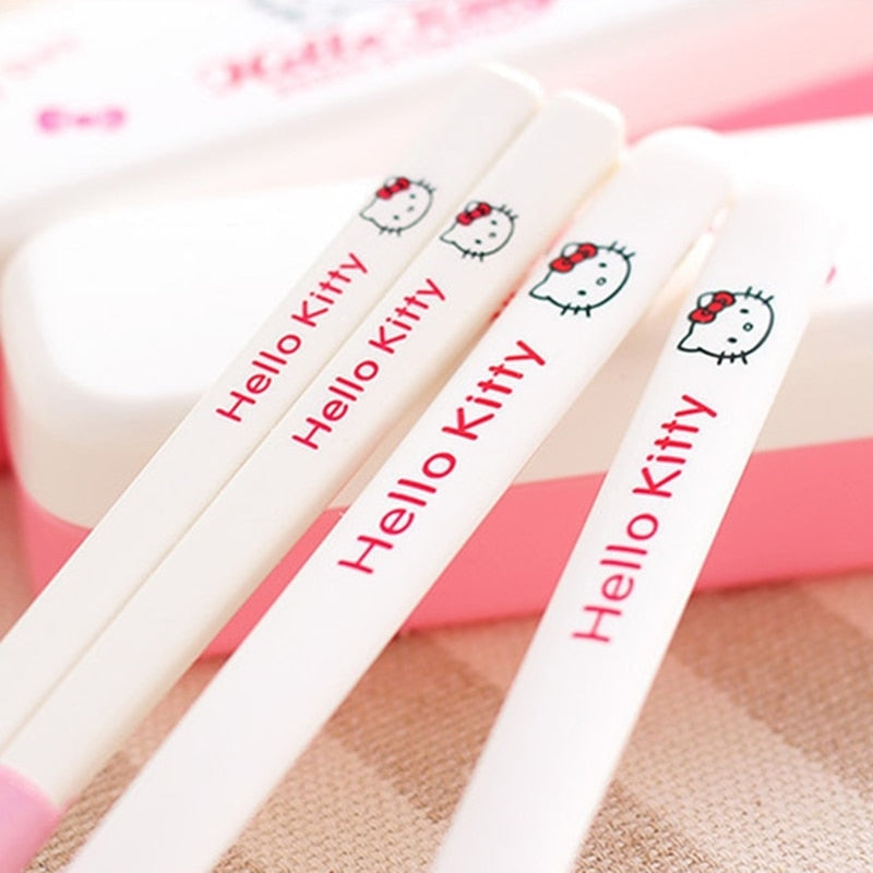 Kitty Cutlery Set - baby girl, chopsticks, cutlery, dinner ware, dinnerware
